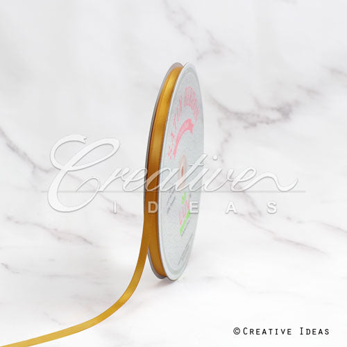 1/4" Single Face Satin Ribbon - 100 Yards (Antique Gold)