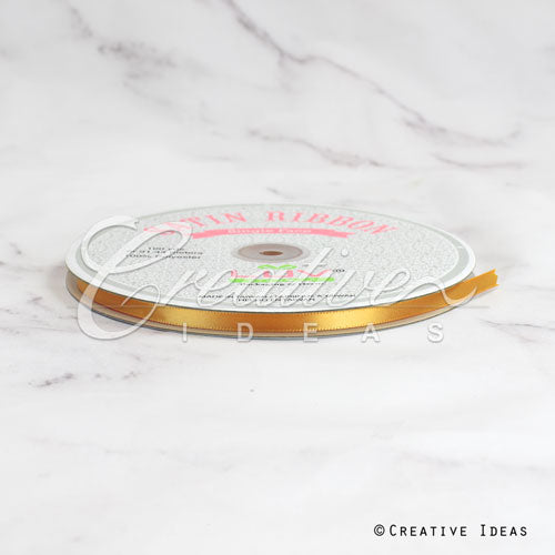 1/4" Single Face Satin Ribbon - 100 Yards (Antique Gold)