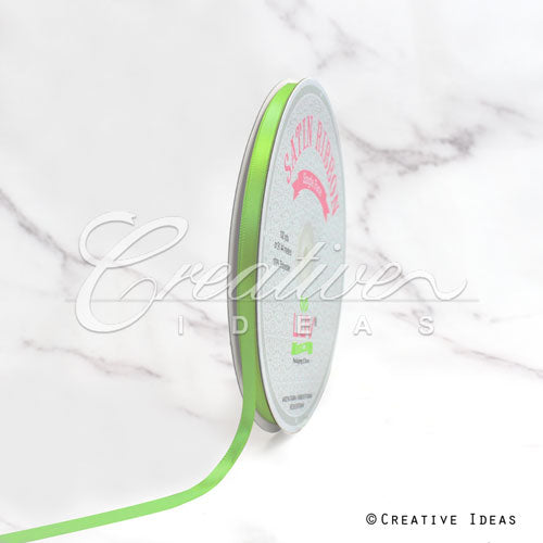 1/4" Single Face Satin Ribbon - 100 Yards (Apple Green)