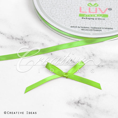 1/4" Single Face Satin Ribbon - 100 Yards (Apple Green)