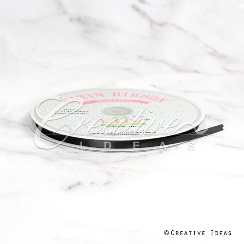 1/4" Single Face Satin Ribbon - 100 Yards (Black)