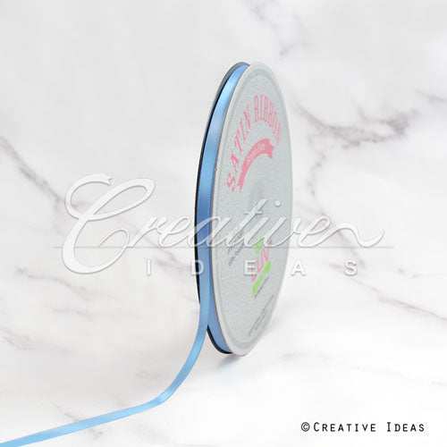 1/4" Single Face Satin Ribbon - 100 Yards (Blue Mist)