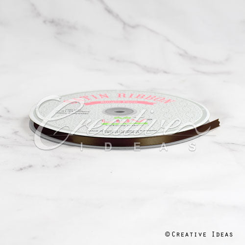 1/4" Single Face Satin Ribbon - 100 Yards (Brown)