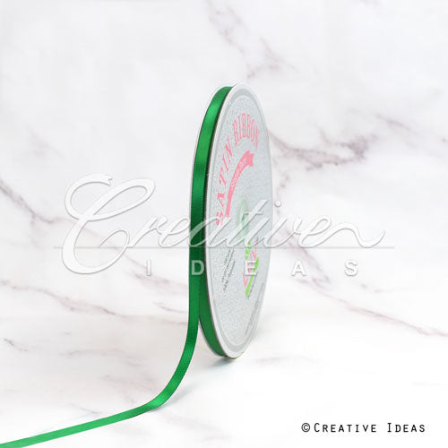 1/4" Single Face Satin Ribbon - 100 Yards (Emerald Green)