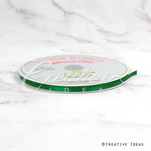 1/4" Single Face Satin Ribbon - 100 Yards (Emerald Green)