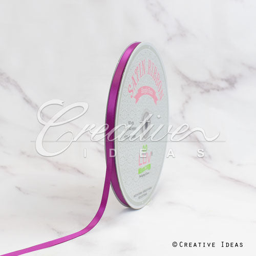 1/4" Single Face Satin Ribbon - 100 Yards (Fuchsia)