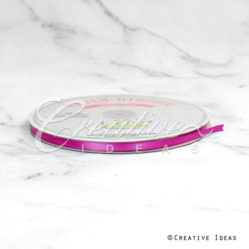 1/4" Single Face Satin Ribbon - 100 Yards (Fuchsia)