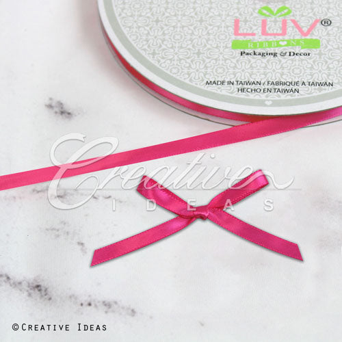 1/4" Single Face Satin Ribbon - 100 Yards (Hot Pink)