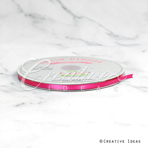 1/4" Single Face Satin Ribbon - 100 Yards (Hot Pink)