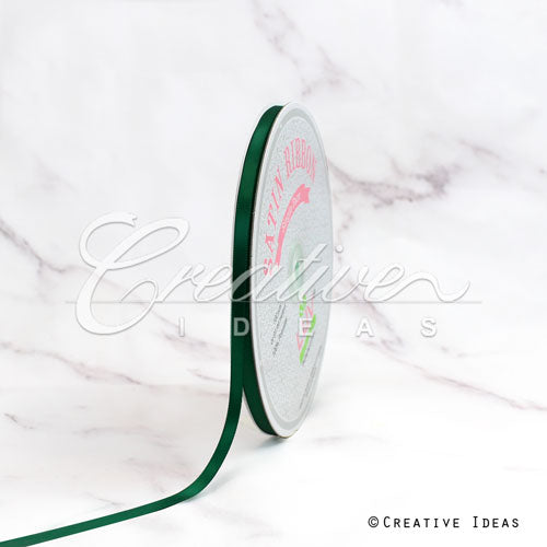 1/4" Single Face Satin Ribbon - 100 Yards (Hunter Green)