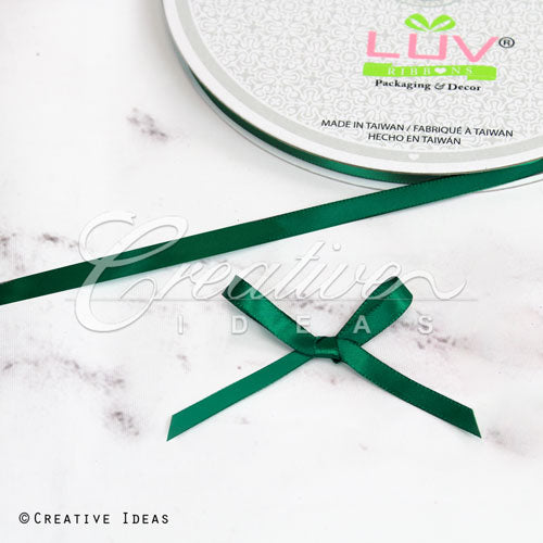 1/4" Single Face Satin Ribbon - 100 Yards (Hunter Green)