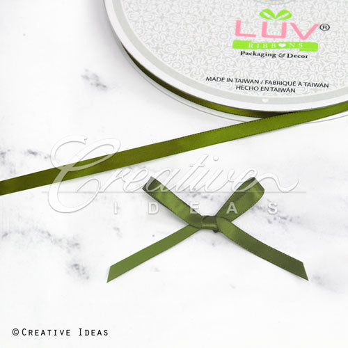 1/4" Single Face Satin Ribbon - 100 Yards (Moss Green)