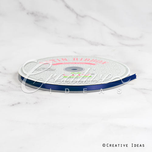 1/4" Single Face Satin Ribbon - 100 Yards (Navy Blue)