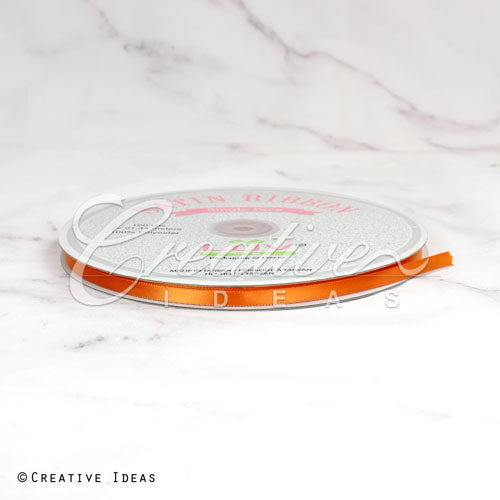 1/4" Single Face Satin Ribbon - 100 Yards (Orange)