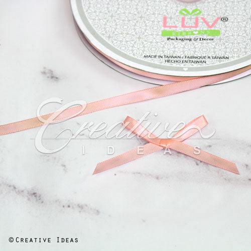 1/4" Single Face Satin Ribbon - 100 Yards (Peach)