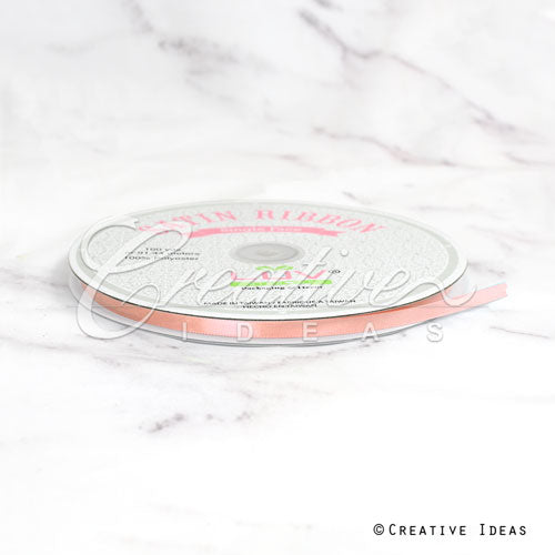 1/4" Single Face Satin Ribbon - 100 Yards (Peach)