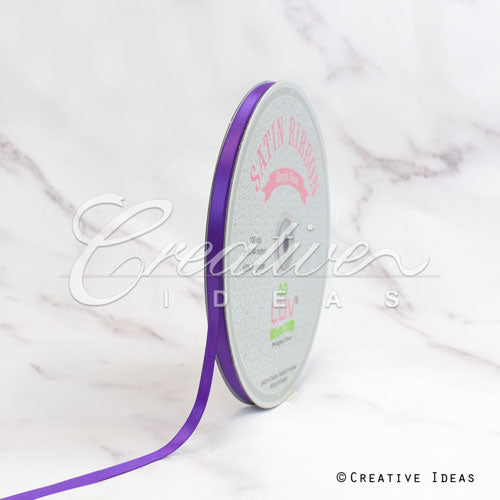 1/4" Single Face Satin Ribbon - 100 Yards (Purple)