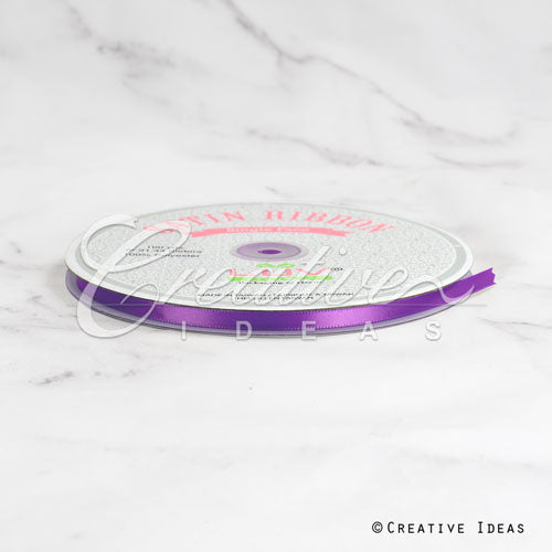 1/4" Single Face Satin Ribbon - 100 Yards (Purple)