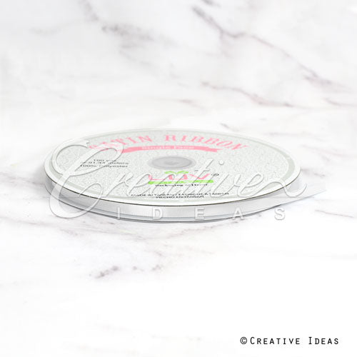 1/4" Single Face Satin Ribbon - 100 Yards (White)