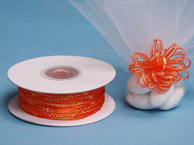 1/4"x50 yards Coral Organza Pull Bows Ribbon with Iridescent Edge