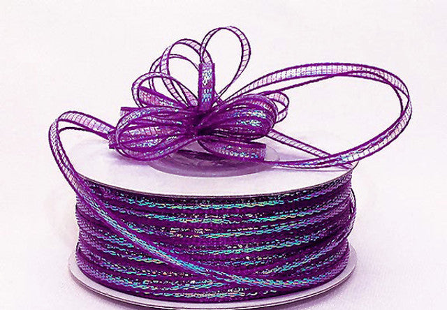 1/4"x50 yards Fuchsia Organza Pull Bows Ribbon with Iridescent Edge