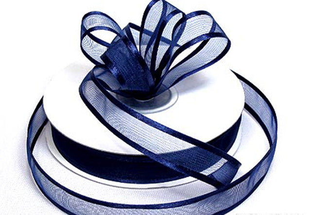 1.5"x25 yards Navy Blue Organza Satin Edge Gift Ribbon