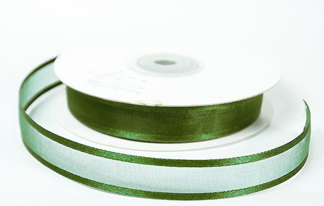 1.5"x25 yards Olive Organza Satin Edge Gift Ribbon