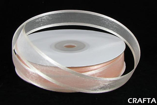 1.5"x25 yards Peach Organza Satin Edge Gift Ribbon