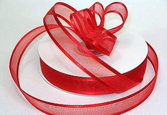 1.5"x25 yards Red Organza Satin Edge Gift Ribbon