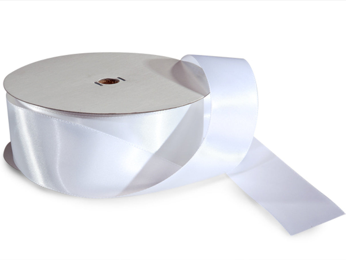 1.5"x50 yard White Polyester Satin Gift Ribbon