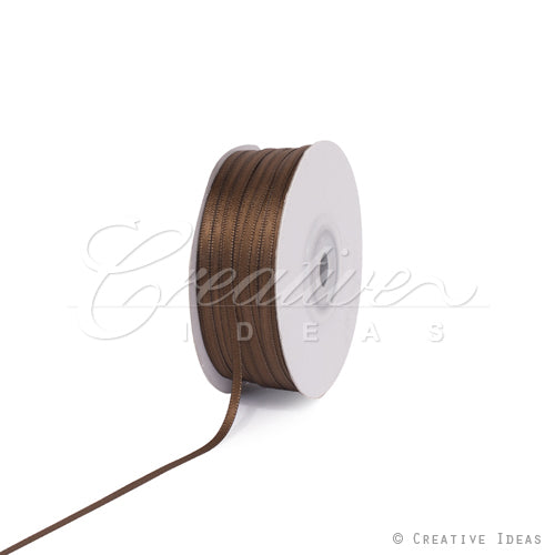 1/8" Double Face Satin Ribbon - 100 Yards (Brown)