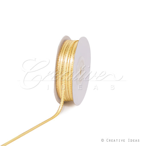 1/8" Satin With Gold Edge Ribbon - 50 Yards (Canary)