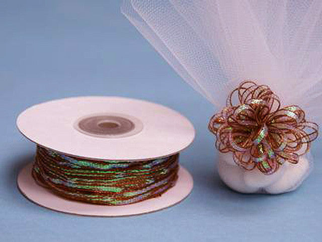 1/8"x50 yards Copper Organza Pull Bows Ribbon with Iridescent Edge