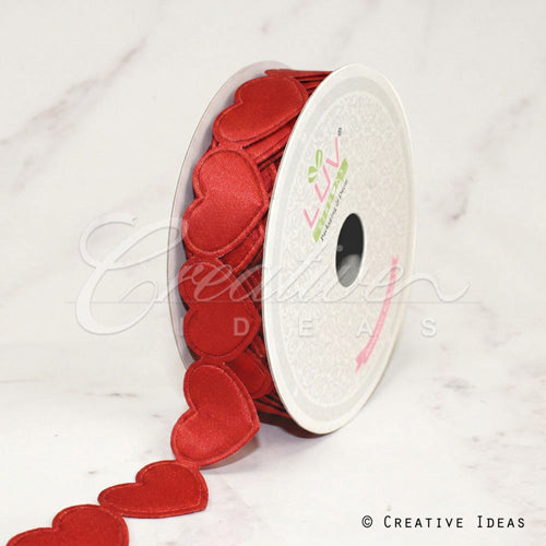 1" Satin Hearts Cut-Out Ribbon-10 Yds (Red)