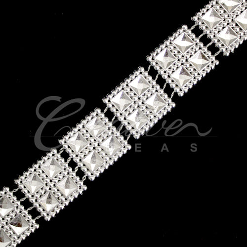 1" Square Bling Bedazzle Trim-4.5 Meters (Silver)