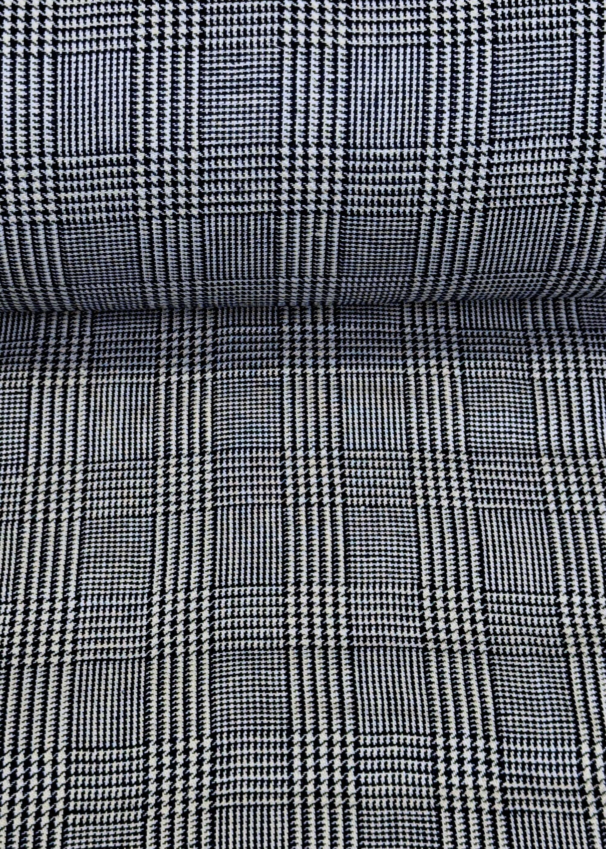 Linen Houndstooth Checker Navy Off-White