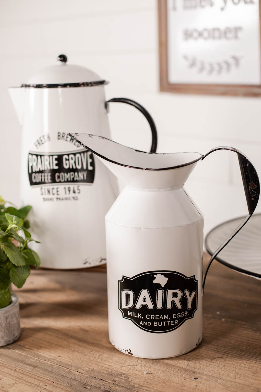 10" Vintage Metal Milk Pitcher