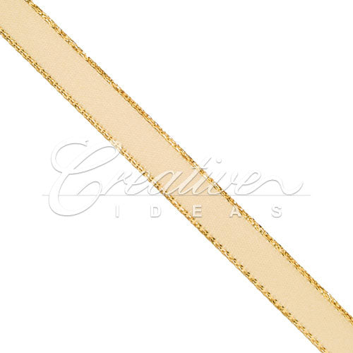 3/8" Satin With Gold Edge Ribbon- 50 Yards (Toffee)