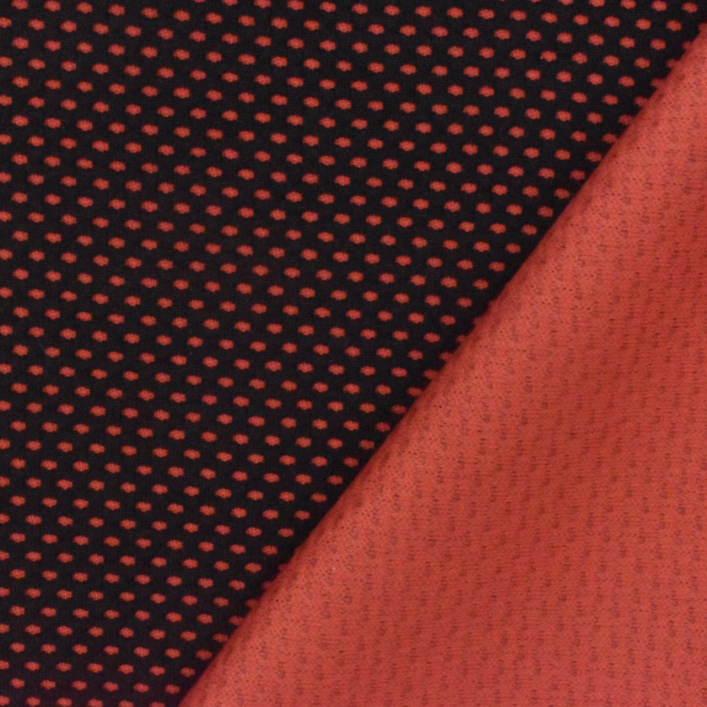 1 Yard Sunset Orange-Black Mesh Stretch Double Knit Fabric 58 Inches