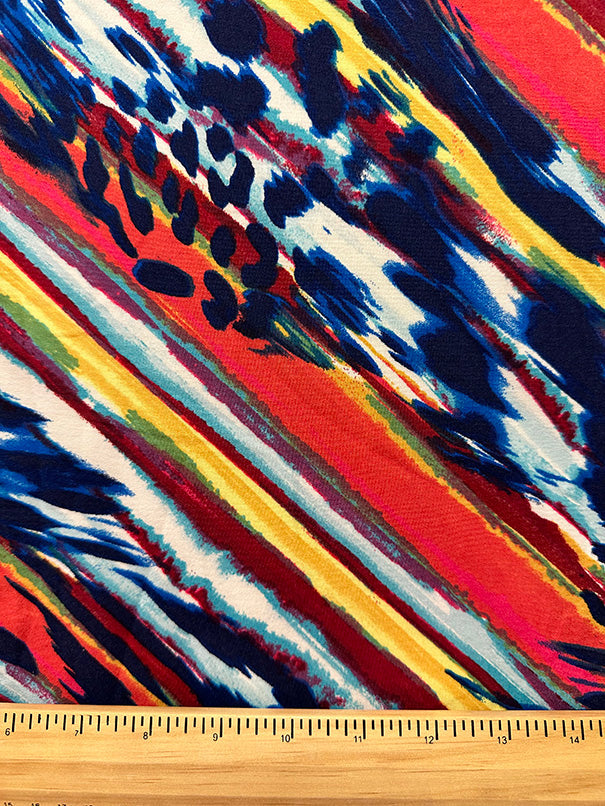 1 Yard Geode Leopard Print Double Brushed Jersey Knit Fabric Polyester Spandex 58 Inches Wide