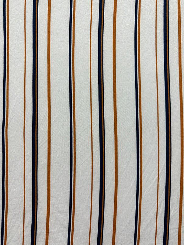 1 Yard Ivory Navy Rust Stripe Double Brushed Jersey Knit Fabric Lightweight Stretch Soft Material 58 Inches