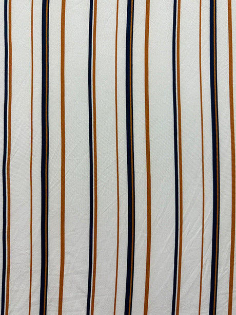 1 Yard Ivory Navy Rust Stripe Double Brushed Jersey Knit Fabric Lightweight Stretch Soft Material 58 Inches