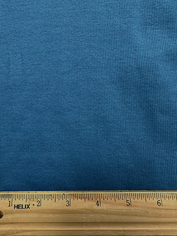 1 Yard Blue Cotton Spandex Rib Knit Fabric For Versatile Apparel And Costumes 43 Inches Width