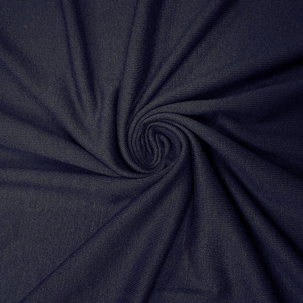 1 Yard Navy Blue Rayon Spandex Jersey Knit Fabric for Tees, Pajamas & More Soft Matte Finish 58" Width