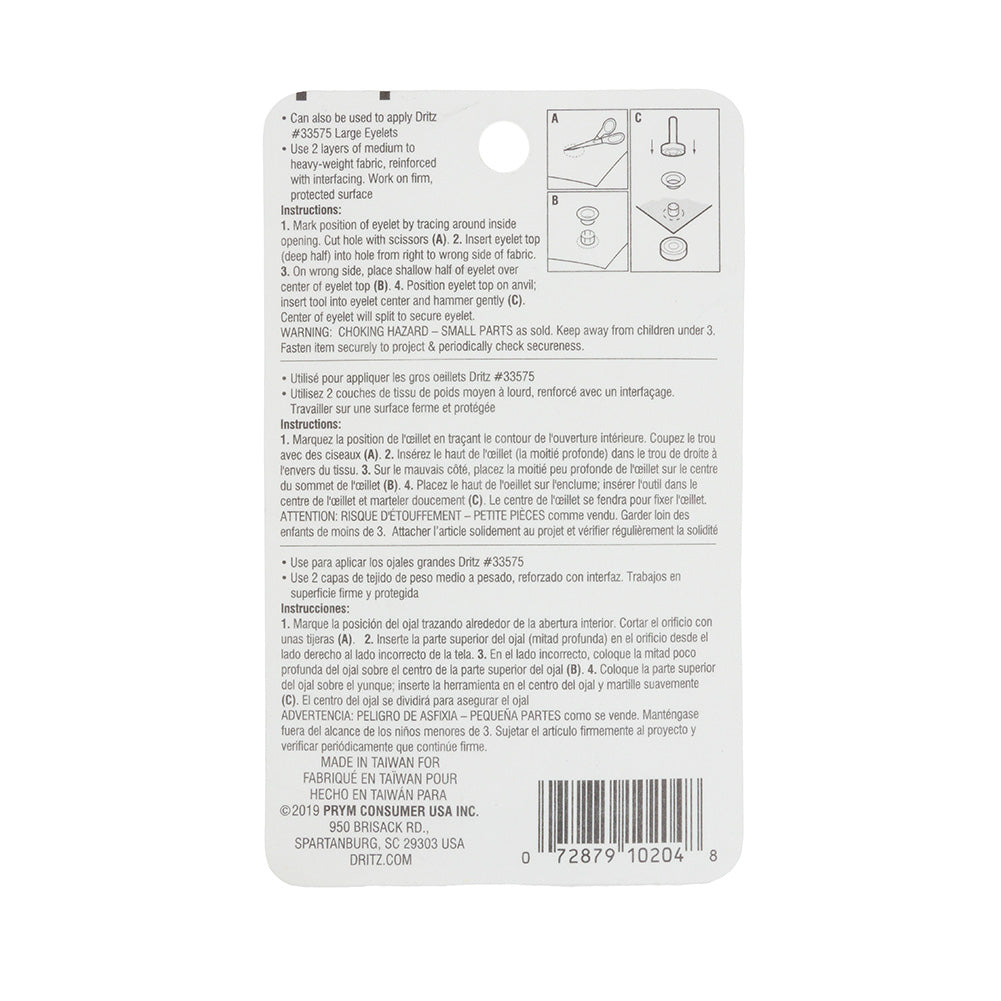 Dritz Large Nickel Eyelets Kit Size 1/4 - 12ct