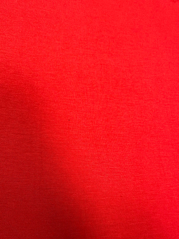 1 Yard Cherry Red Jersey Knit Rayon Spandex Fabric for Shirts, Pajamas, Activewear 58" Wide