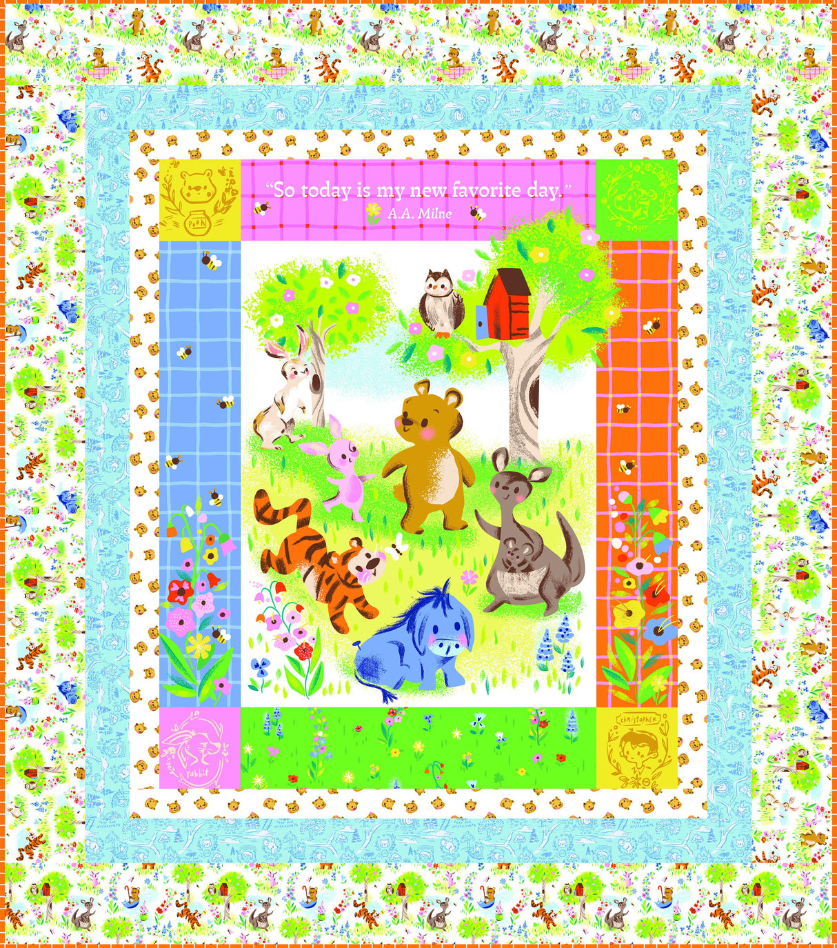 Quilting Cotton 100 Aker Woods Winnie the Pooh Map Sky Riley Blake Designs