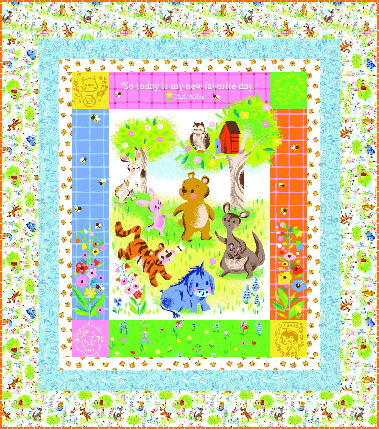 Quilting Cotton 100 Aker Woods Picnic Meadow Lime Riley Blake Designs