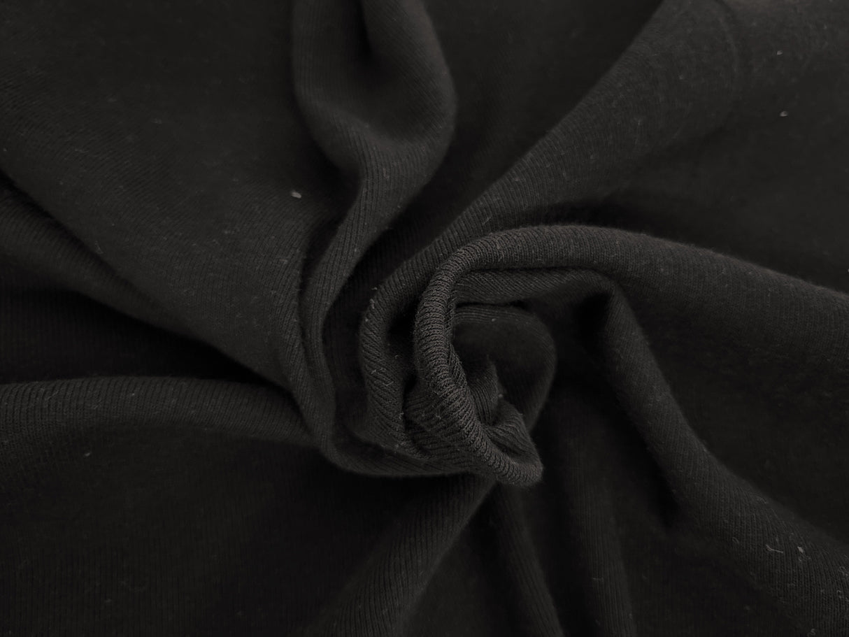Black Cotton Rib Knit Fabric