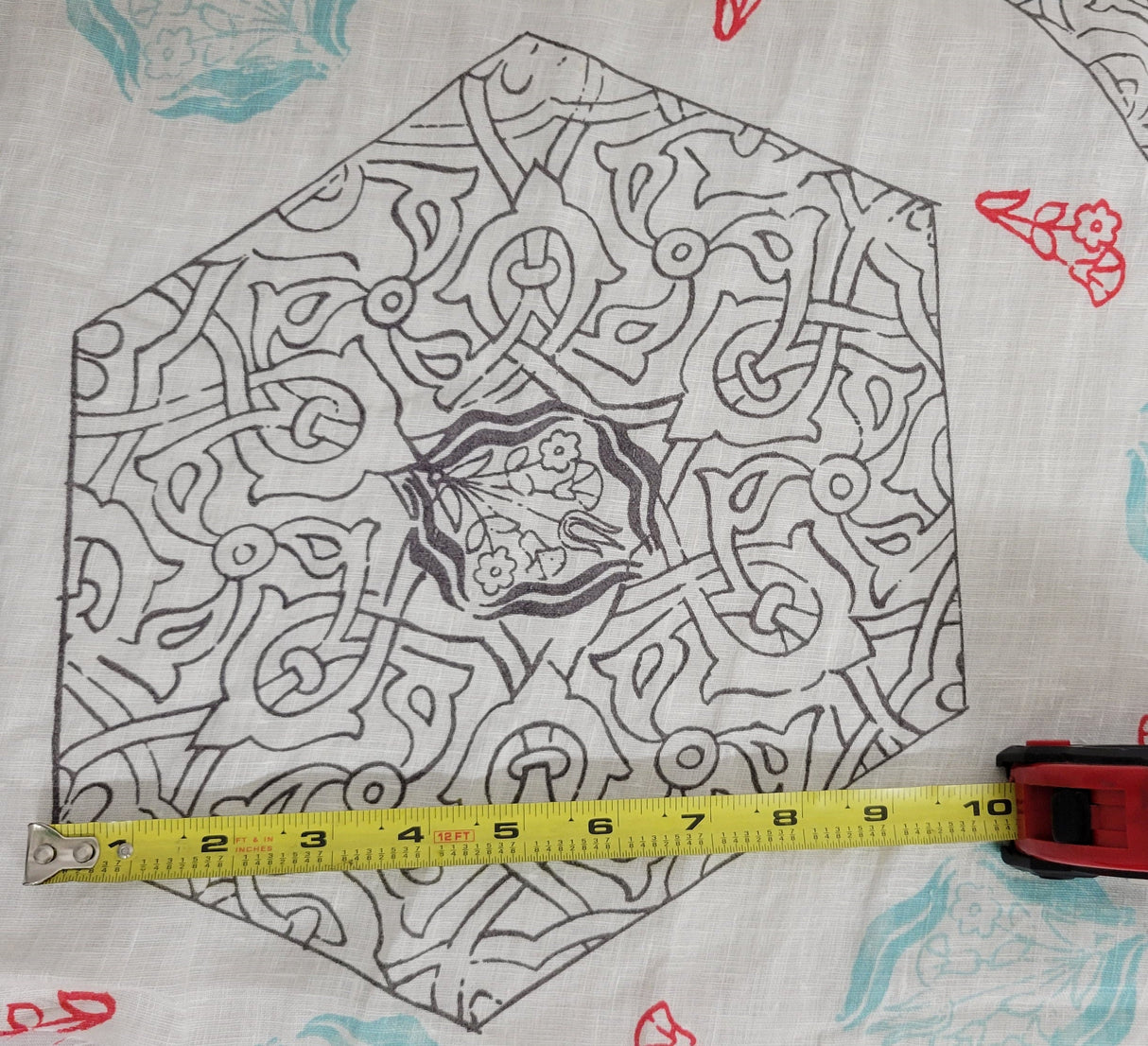 Linen Abstract Print Blue Gray